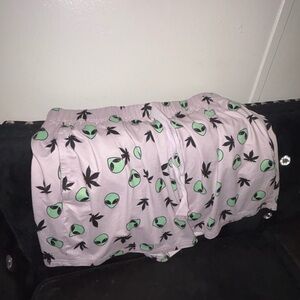 Rue21 Alien Pot Leaf Print Pajama Shorts - Pink - purple and Green